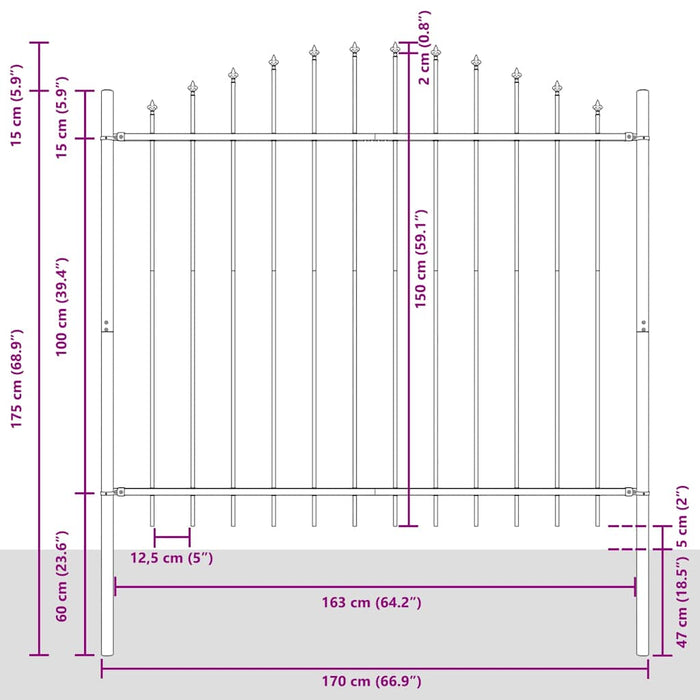 Gard de grădină Woerden cu vârf tip suliță din oțel 170x150 cm negru - WALTI WALTI