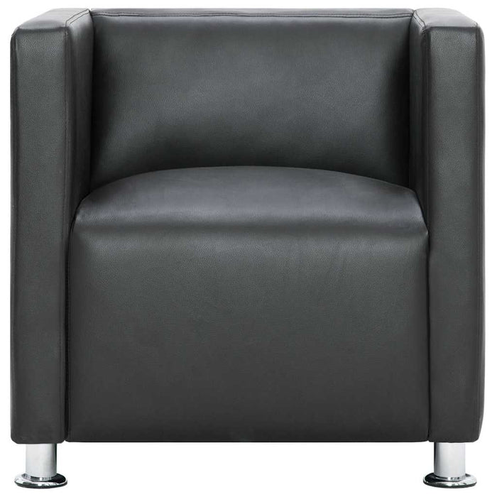 Fotoliu cubic, gri, piele ecologică WALTI