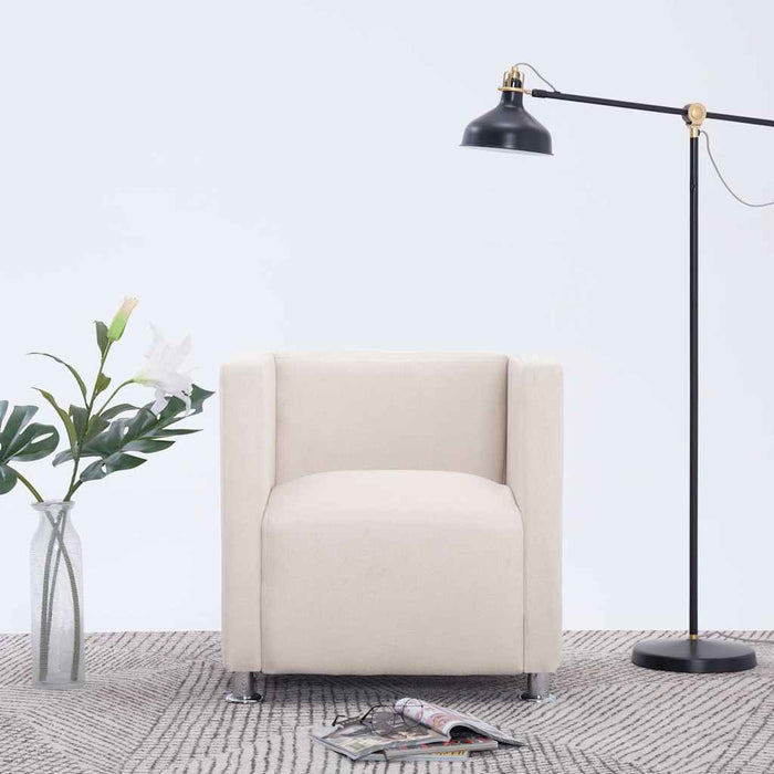 Fotoliu cubic, crem, material textil WALTI