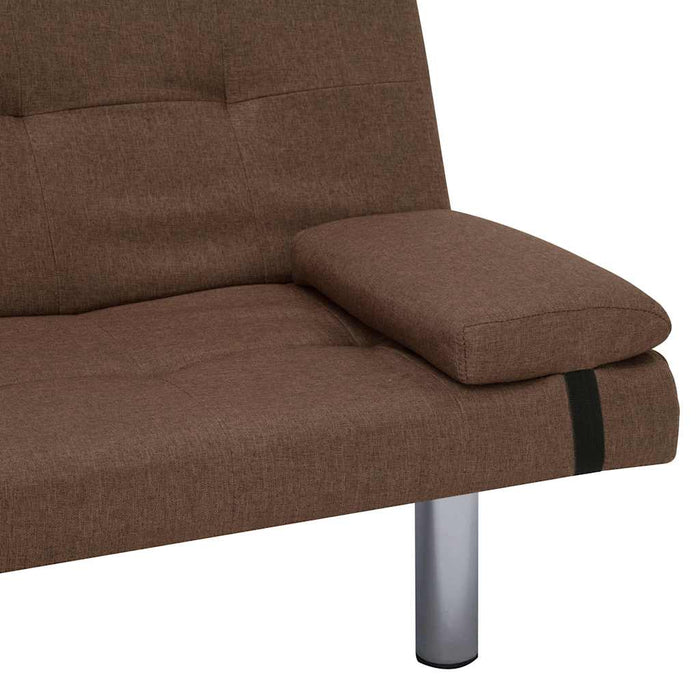Canapea extensibilă cu două perne, maro, poliester WALTI