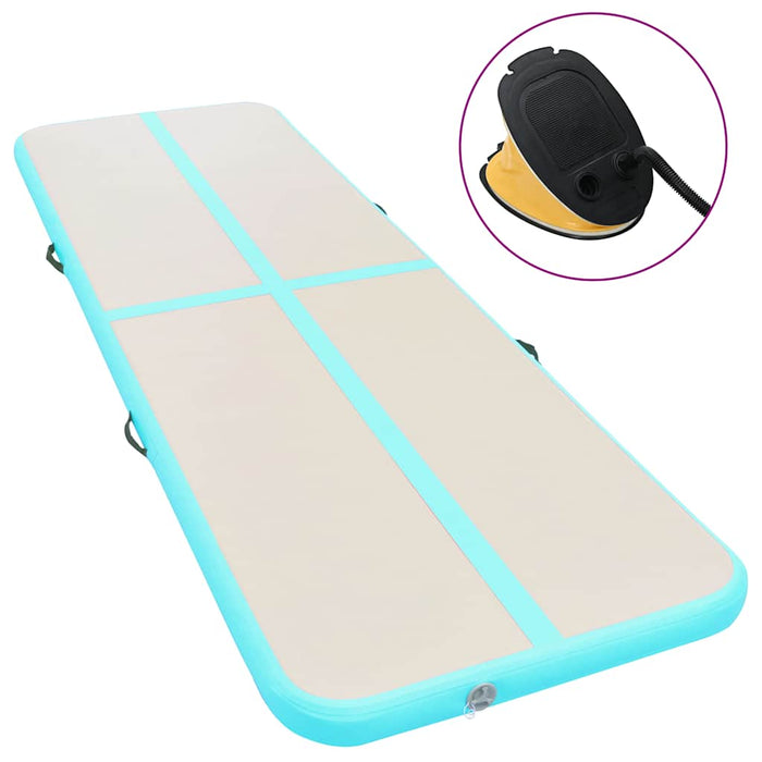 Saltea gimnastică gonflabilă cu pompă verde 500x100x10cm PVC - WALTI WALTI
