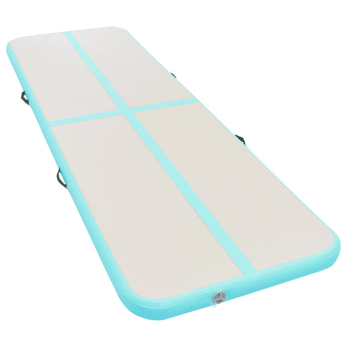 Saltea gimnastică gonflabilă cu pompă verde 500x100x10cm PVC - WALTI WALTI