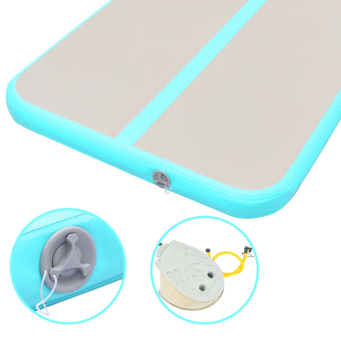 Saltea gimnastică gonflabilă cu pompă verde 800x100x10cm PVC - WALTI WALTI