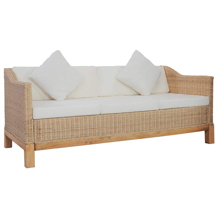 Canapea cu 3 locuri cu perne, culoarea naturală, ratan WALTI