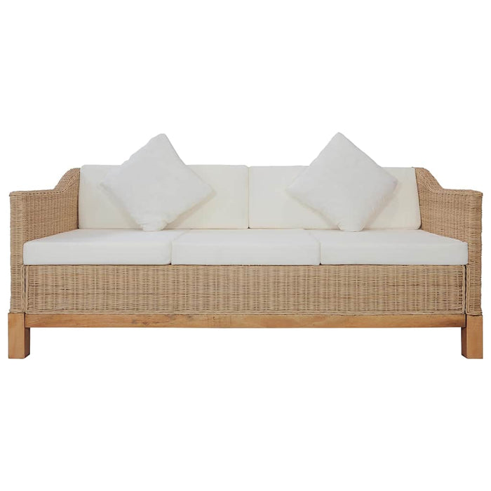 Canapea cu 3 locuri cu perne, culoarea naturală, ratan WALTI