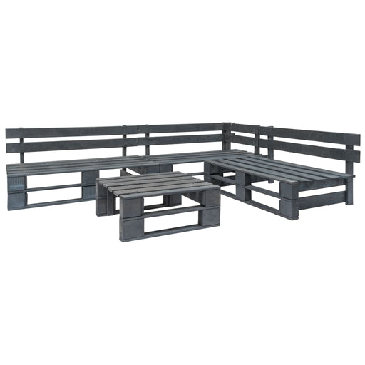 Set mobilier de grădină din paleți, 4 piese, gri, lemn - WALTI WALTI
