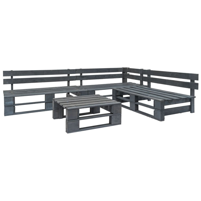 Set mobilier de grădină din paleți, 4 piese, gri, lemn WALTI