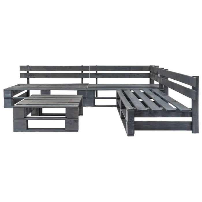 Set mobilier de grădină din paleți, 4 piese, gri, lemn WALTI