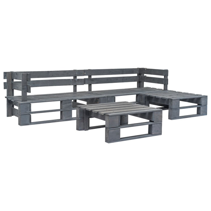 Set mobilier de grădină din paleți, 4 piese, gri, lemn WALTI