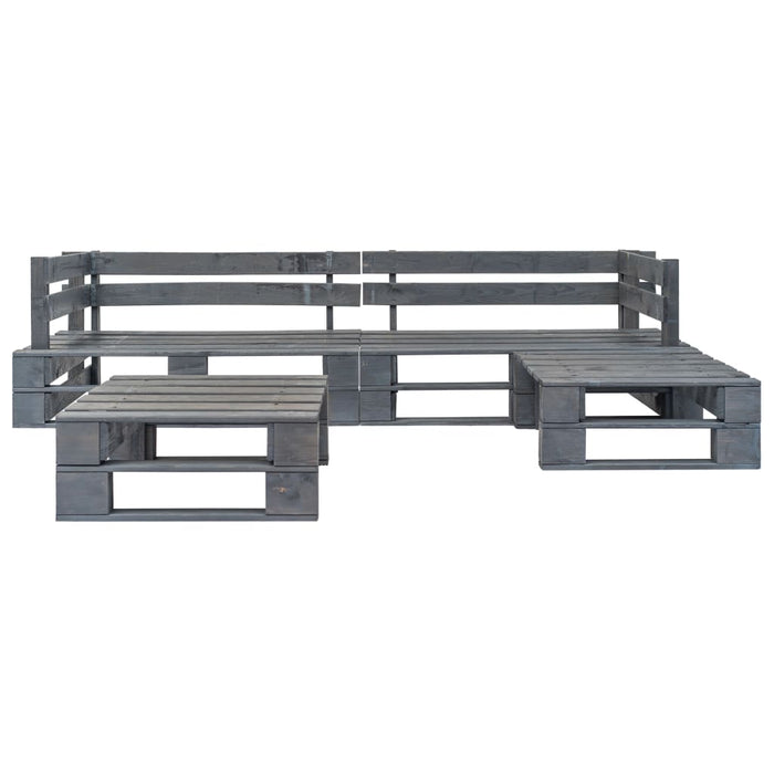Set mobilier de grădină din paleți, 4 piese, gri, lemn WALTI
