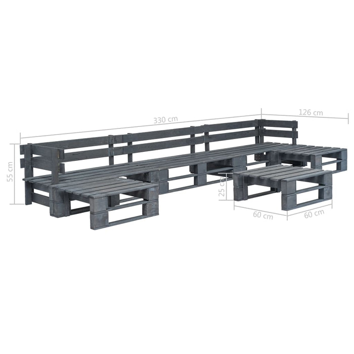 Set mobilier de grădină din paleți, 6 piese, gri, lemn WALTI