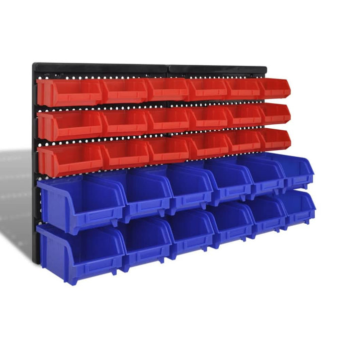 Set coș depozitare pt garaj, montat pe perete 30 buc albastru, plastic - WALTI WALTI