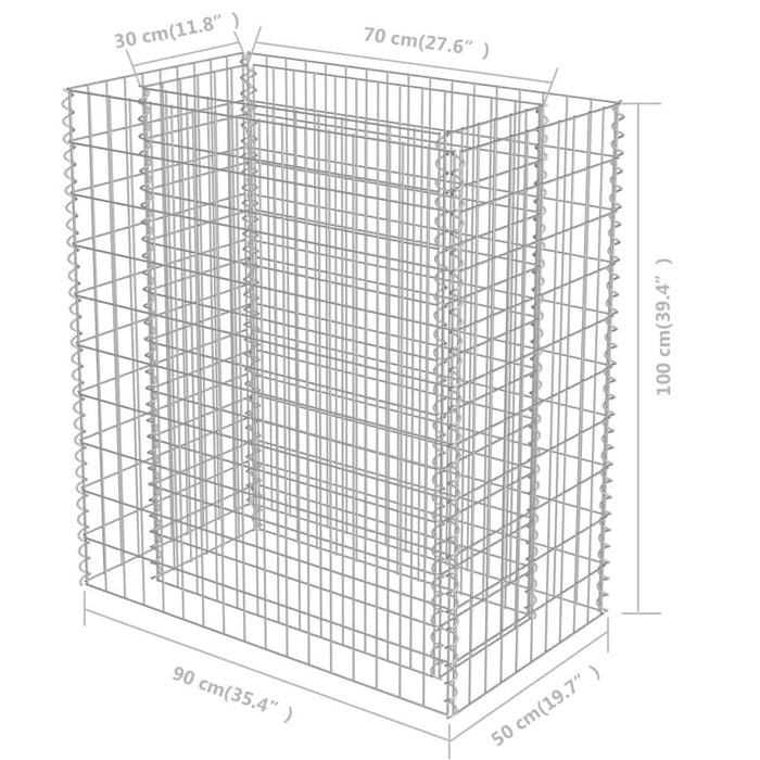 Strat înălțat gabion, 90x50x100 cm, oțel galvanizat - WALTI WALTI
