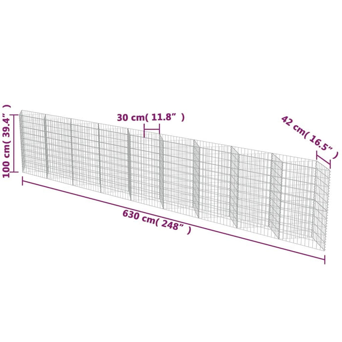 Perete gabion, 630 x 30 x 100 cm, oțel galvanizat - WALTI WALTI