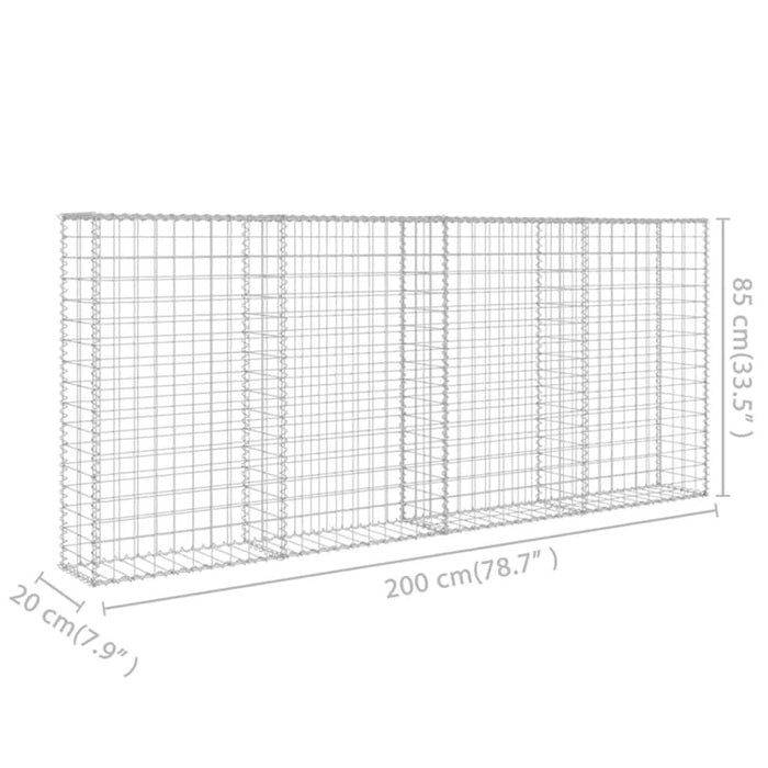 Perete gabion cu capace, 200x20x85 cm, oțel galvanizat - WALTI WALTI