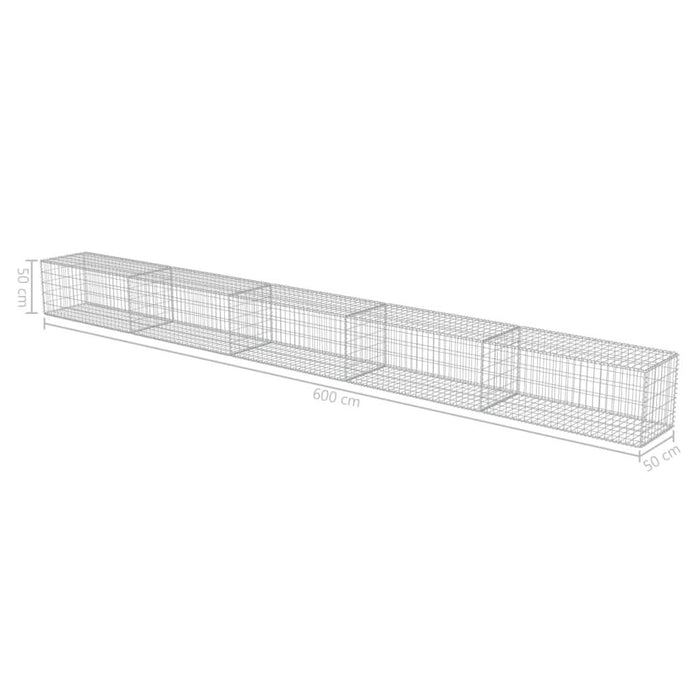 Gabion perete cu capace, 600 x 50 x 50 cm, oțel galvanizat - WALTI WALTI