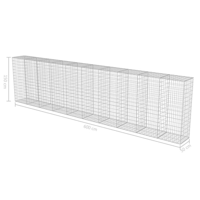 Perete gabion cu capace, 600 x 50 x 150 cm, oțel galvanizat - WALTI WALTI