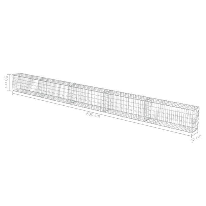 Gabion perete cu capace, 600 x 30 x 50 cm, oțel galvanizat - WALTI WALTI