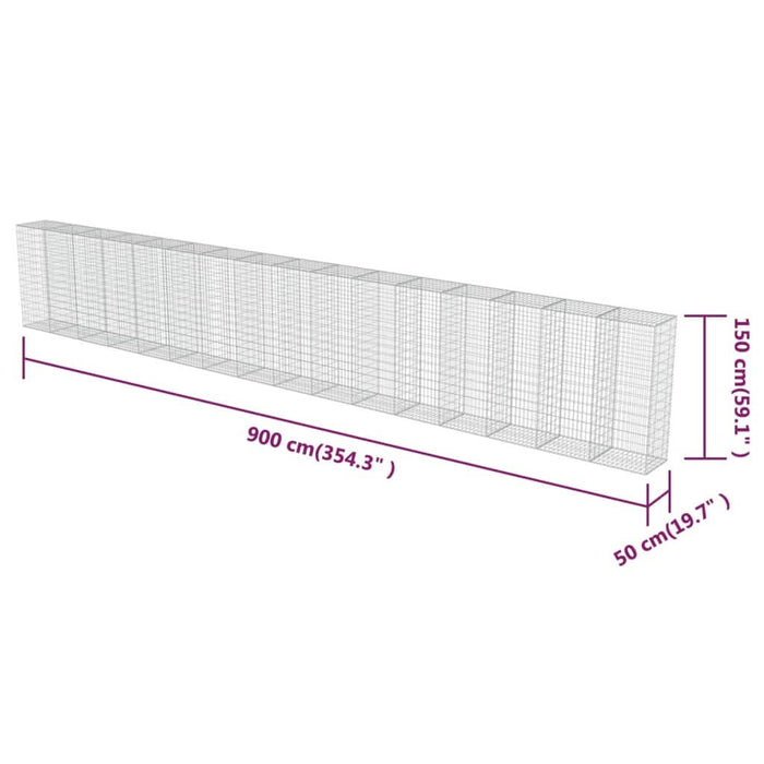 Perete gabion cu capace, 900 x 50 x 150 cm, oțel galvanizat - WALTI WALTI