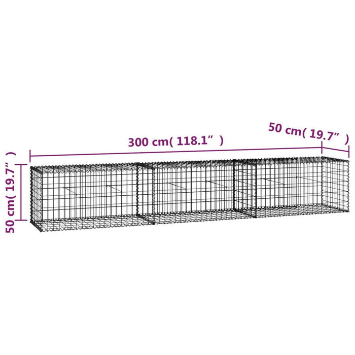 Perete gabion cu capace, 300 x 50 x 50 cm, oțel galvanizat - WALTI WALTI