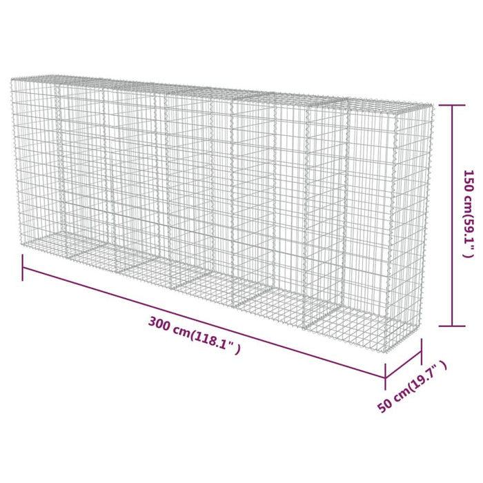 Perete gabion cu capace, 300 x 50 x 150 cm, oțel galvanizat - WALTI WALTI
