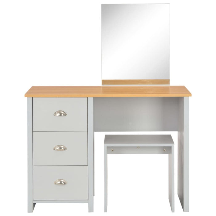 Masă de toaletă cu oglindă și taburet, gri, 104x45x131 cm - WALTI WALTI