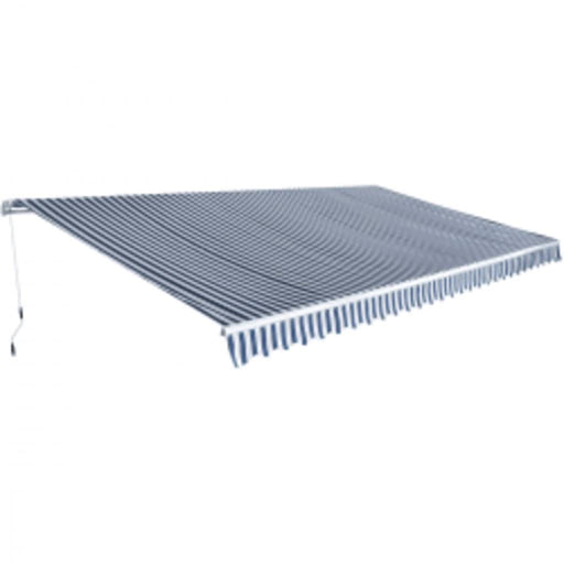 Copertină pliabilă acționată manual, albastru/alb, 600 cm - WALTI WALTI