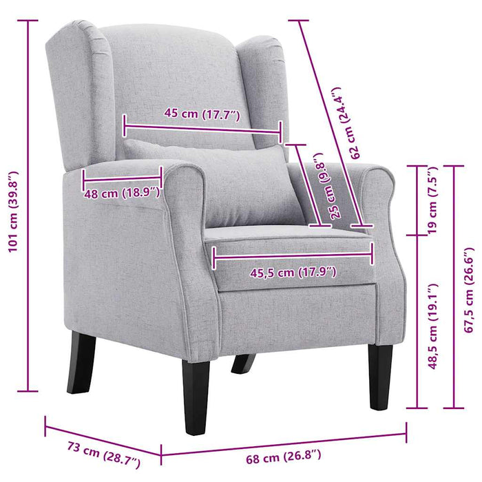 Fotoliu, gri deschis, material textil - WALTI WALTI