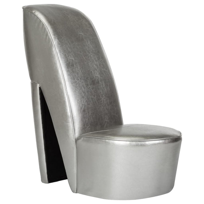 Scaun, design toc înalt, argintiu, piele ecologică - WALTI WALTI