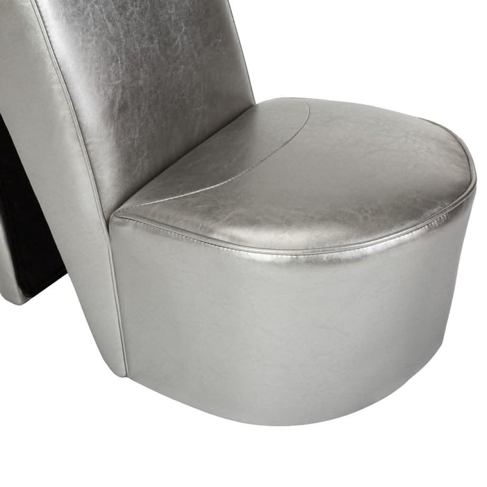Scaun, design toc înalt, argintiu, piele ecologică - WALTI WALTI