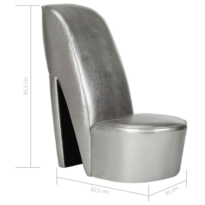 Scaun, design toc înalt, argintiu, piele ecologică - WALTI WALTI