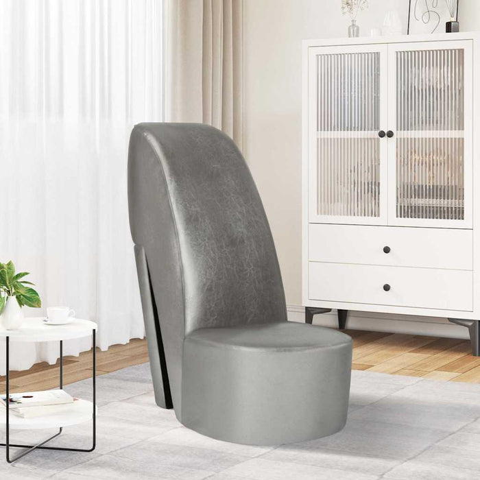 Scaun, design toc înalt, argintiu, piele ecologică - WALTI WALTI
