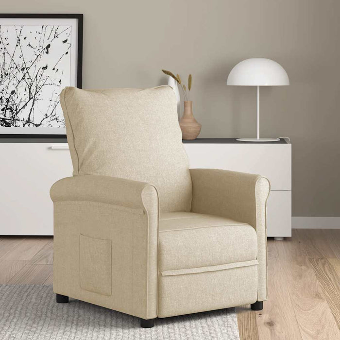Fotoliu rabatabil, crem, material textil WALTI