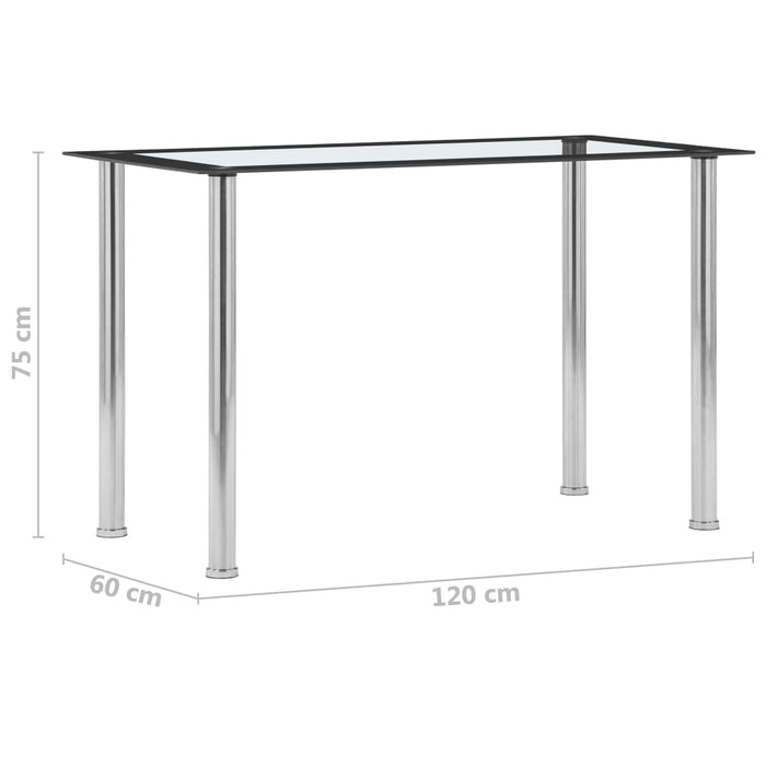 Masă de bucătărie, negru/transparent, 120 x 60 x 75 cm, sticlă WALTI