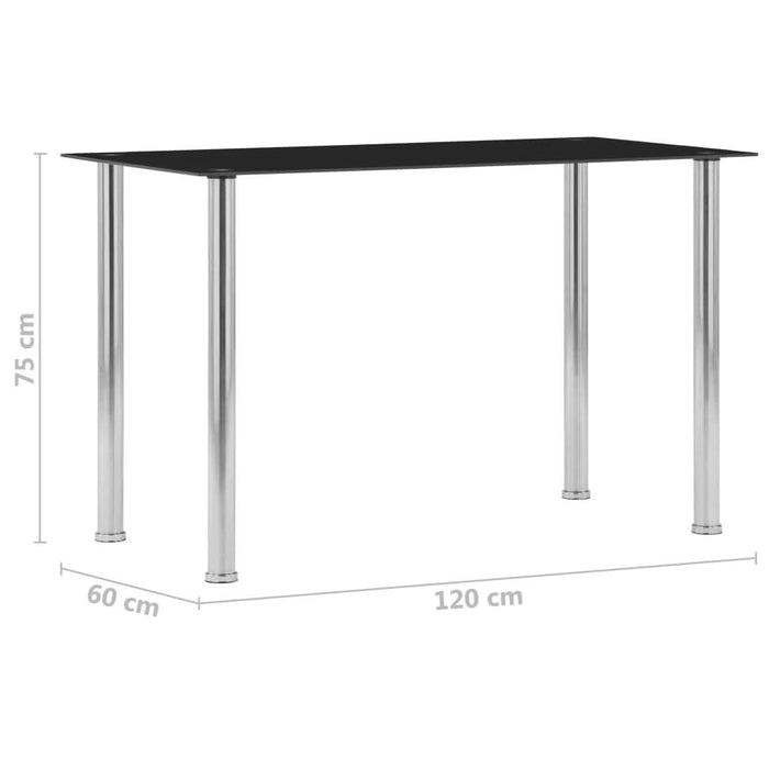 Masă de bucătărie, negru, 120 x 60 x 75 cm, sticlă securizată - WALTI WALTI