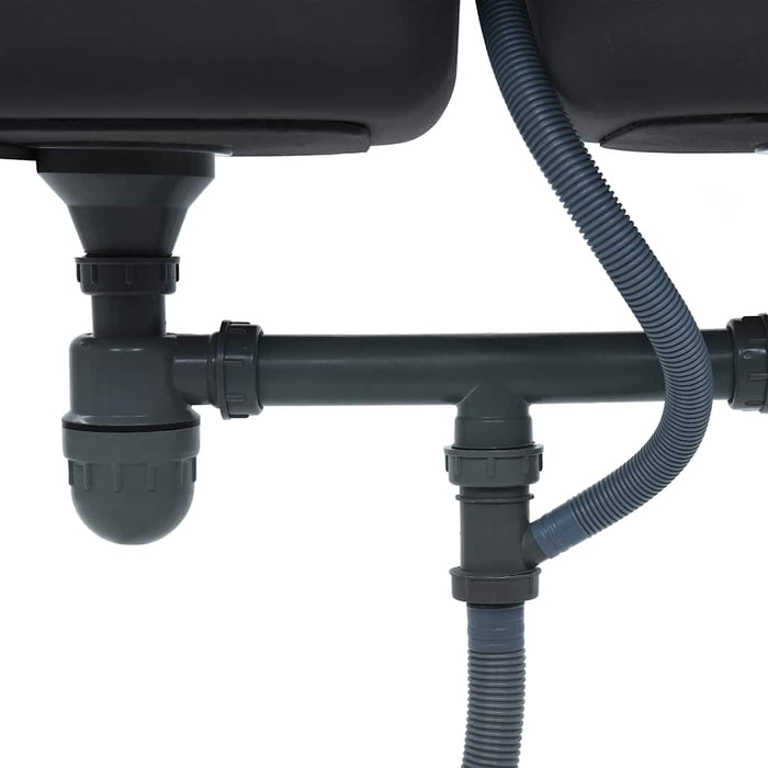 Chiuvetă de bucătărie dublă cu sită și sifon, oțel inoxidabil - WALTI WALTI