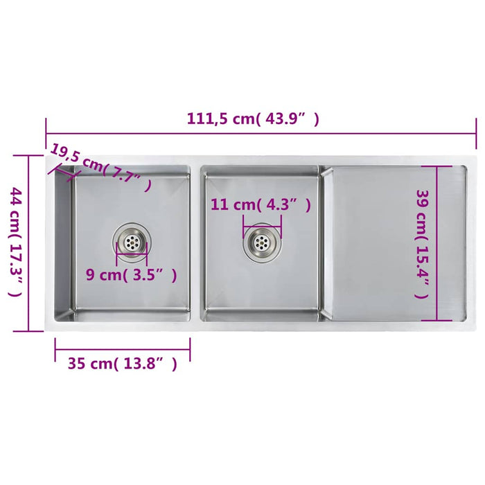 Chiuvetă de bucătărie lucrată manual, oțel inoxidabil - WALTI WALTI