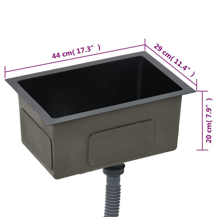 Chiuvetă de bucătărie lucrată manual, negru, oțel inoxidabil - WALTI WALTI