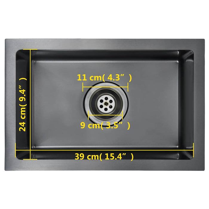 Chiuvetă de bucătărie lucrată manual, negru, oțel inoxidabil - WALTI WALTI