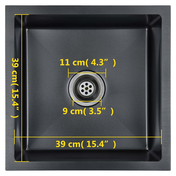 Chiuvetă de bucătărie lucrată manual, negru, oțel inoxidabil - WALTI WALTI