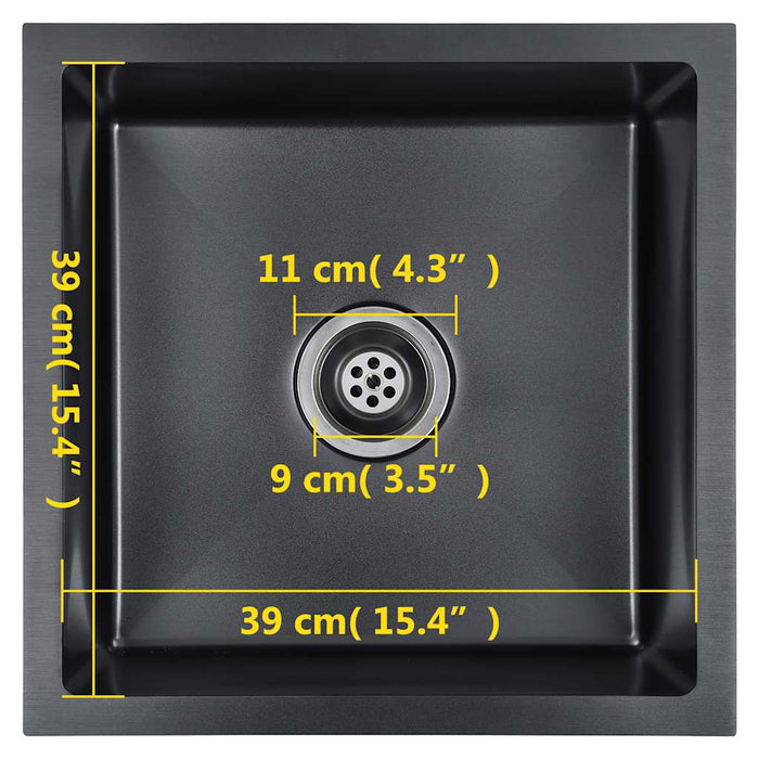 Chiuvetă de bucătărie lucrată manual, negru, oțel inoxidabil - WALTI WALTI