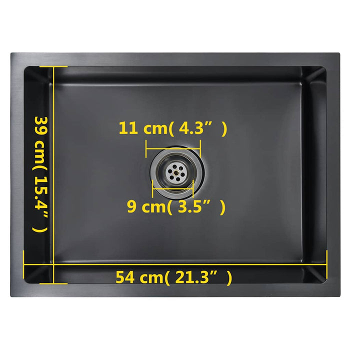 Chiuvetă de bucătărie lucrată manual, negru, oțel inoxidabil - WALTI WALTI