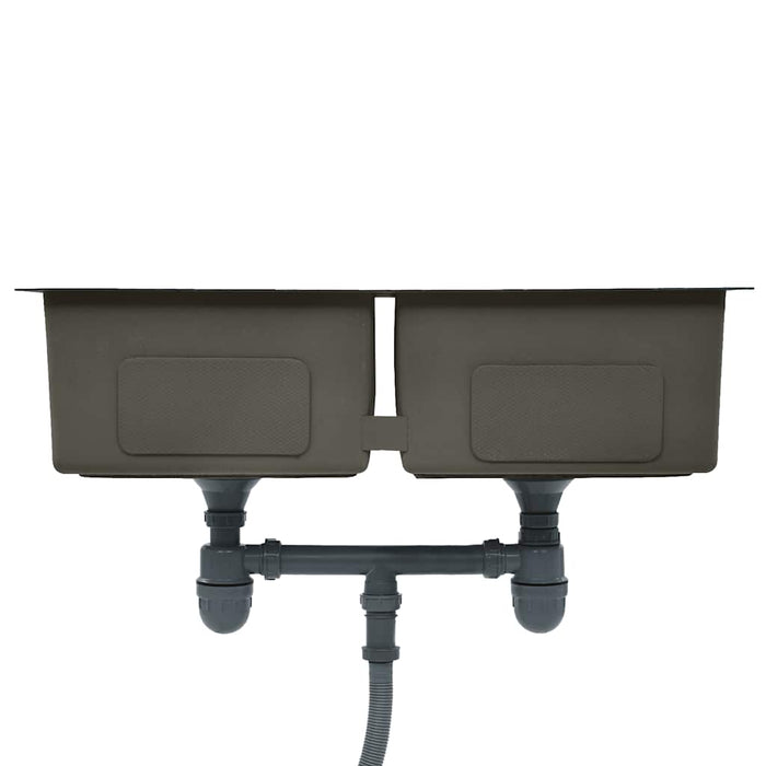 Chiuvetă de bucătărie lucrată manual, negru, oțel inoxidabil - WALTI WALTI