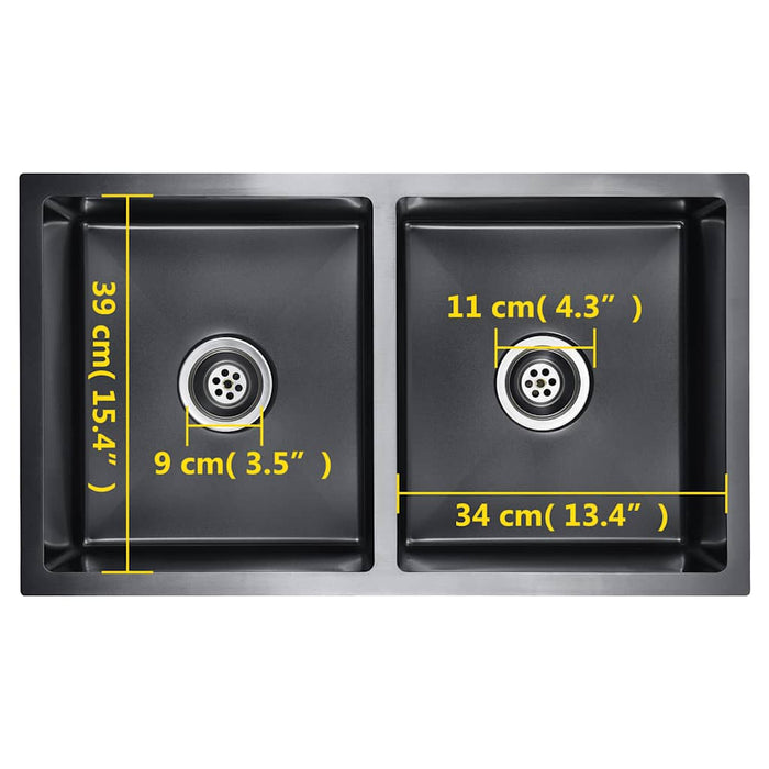 Chiuvetă de bucătărie lucrată manual, negru, oțel inoxidabil - WALTI WALTI