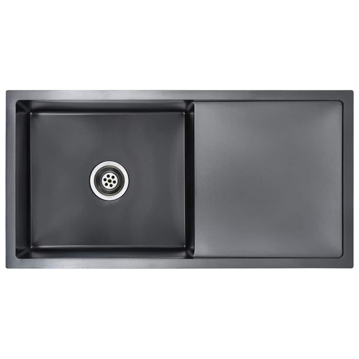 Chiuvetă de bucătărie lucrată manual, negru, oțel inoxidabil - WALTI WALTI