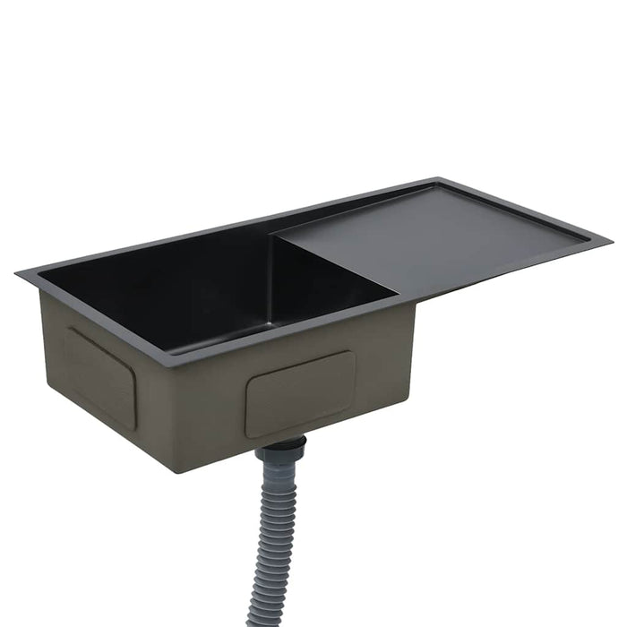 Chiuvetă de bucătărie lucrată manual, negru, oțel inoxidabil - WALTI WALTI