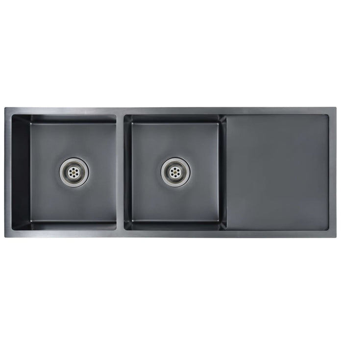 Chiuvetă de bucătărie lucrată manual, negru, oțel inoxidabil - WALTI WALTI