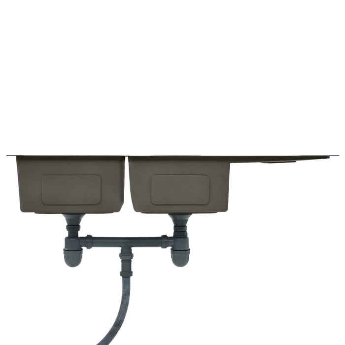 Chiuvetă de bucătărie lucrată manual, negru, oțel inoxidabil - WALTI WALTI