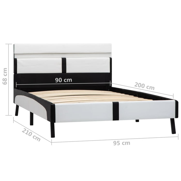 Cadru de pat cu LED, alb și negru, 90x200 cm, piele ecologică - WALTI WALTI