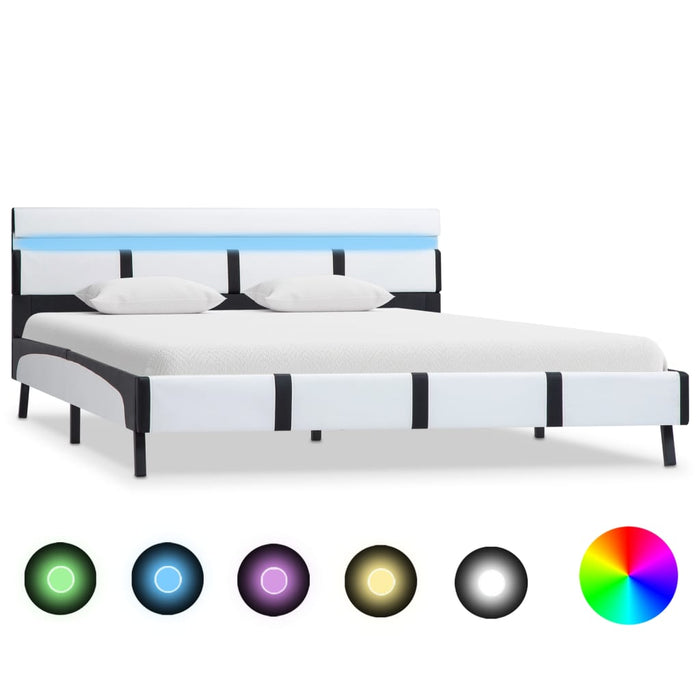 Cadru de pat cu LED, alb, 160 x 200 cm, piele artificială - WALTI WALTI